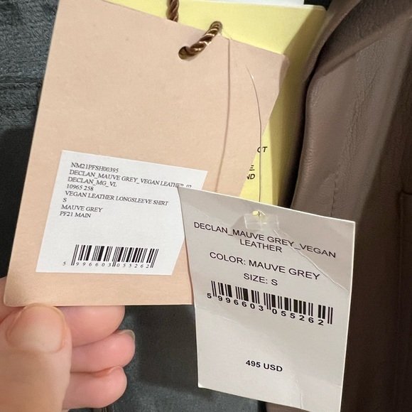 NANUSHKA Declan Faux Leather Shirt in Mauve Grey Size Small (NWT) Retail $495 - Picture 8 of 11
